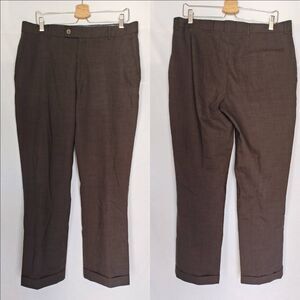 Rohan Pants Envoy Trousers Brown Classic Wool Blend‎ Cuffed Hem 34 30